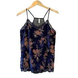 Xhiliration Velvet Lace Tank Size M Floral Spaghetti Strap